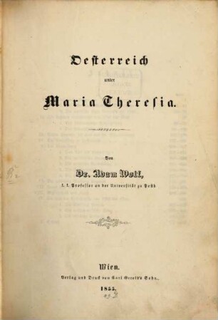 Oesterreich unter Maria Theresia