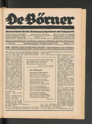 12. Jahrgang Hamburg=Langenhorn, November/Dezember 1932, Nummer 11/12