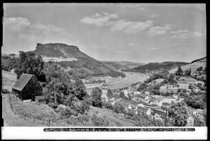 Blick auf Stadt Königstein an der Elbe mit Lilienstein