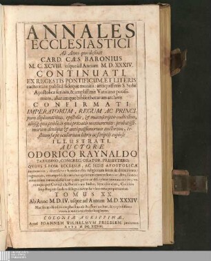Tomus XX: Ab Anno M.D.IV. usque ad Annum M.D.XXXIV.