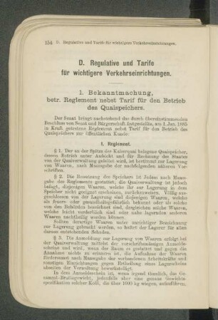 D. Regulative und Tarife für wichtigere Verkehrseinrichtungen.