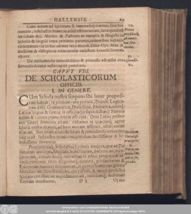 Caput VIII. De Scholasticorum Officiis