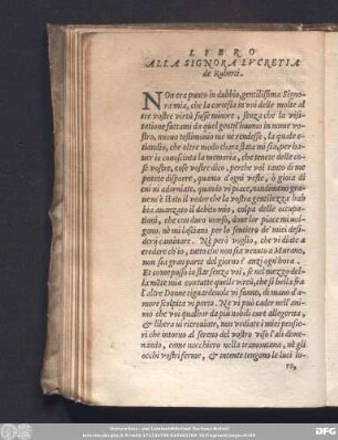Alla Signora Lucretia de Ruberti.