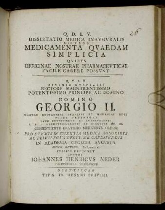 Dissertatio medica inavgvralis sistens medicamenta qvaedam simplicia qvibvs officinae nostrae pharmacevticae facile carere possvnt