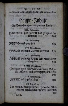 Haupt-Inhalt der Betrachtungen des zweiten Theils.