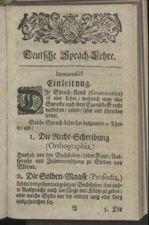 Teutsche Sprach-Lehre. Einleitung.
