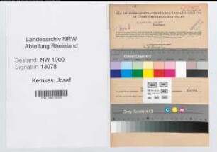 Entnazifizierung Josef Kemkes, geb. 07.08.1891 (Werkfuehrer)