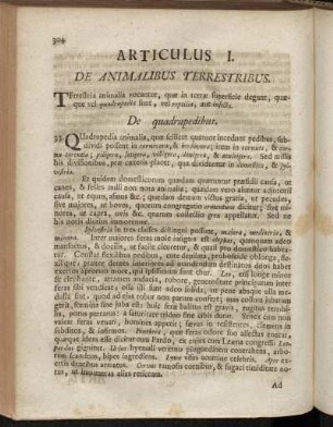 Articulus I. De Animalibus Terrestribus.