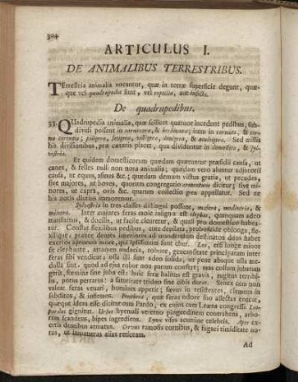 Articulus I. De Animalibus Terrestribus.