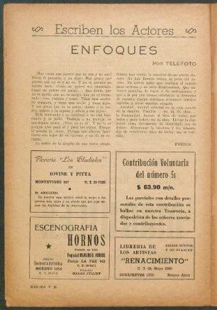 Escriben los Actores : Enfoques por Telefoto