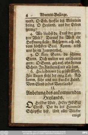 II. Anbetung des ankommenden Heylands.