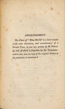 Blue devils : a farce, in one act ; first acted at the Theatre Royal, Covent Garden, on the 24th of April, 1798