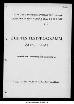 Buntes Festprogramm zum 1. Mai [...] II. Teil Der Dreispitz