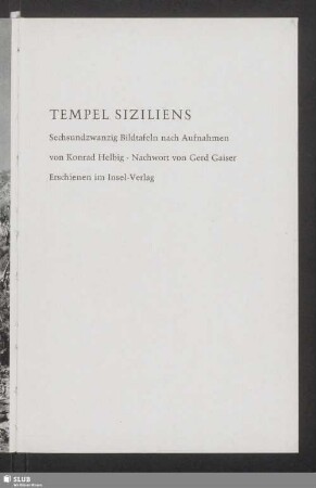 Tempel Siziliens : sechsundzwanzig Bildtafeln