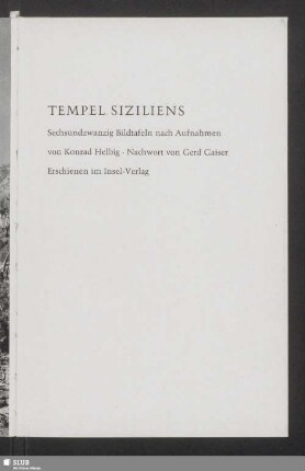 Tempel Siziliens : sechsundzwanzig Bildtafeln