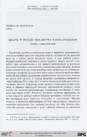 48/49.2000/01: Miasto w pejzażu malarstwa niderlandzkiego : topika i obrazowanie