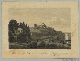 Ansicht der Saloppe, Radierung. um 1840 : Belvedere bei Dresden sonst breterne Saloppe genannt / Schmidt sc. - Dresden : Otto u. Lehmann, [ca. 1840]. - 1 Kunstblatt : Radierung ; 10,1 x 6,6 cm