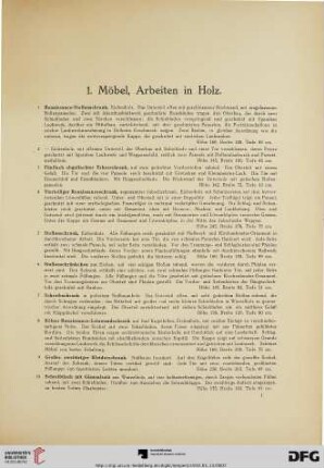 Möbel, Arbeiten in Holz (Nr.1-117)