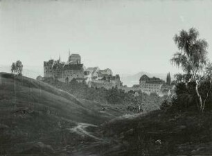 Meißen, Burgberg mit Albrechtsburg und Dom : Johann Anton Castell (1810-1867). Meißen. Burgberg mit Albrechtsburg und Dom