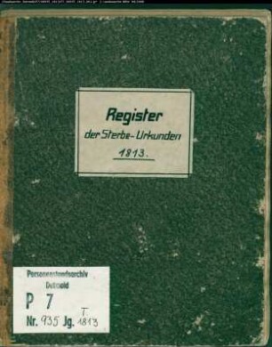 Zivilstandsregister der Munizipalität Werne (T 1813). (Gemeinde: Werne, Kreis Lüdinghausen)