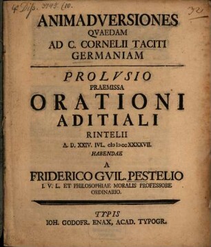 Animadversiones quaedam ad C. Cornelii Taciti Germaniam