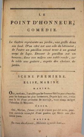 Le Point d'honneur : Comédie