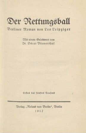 Der Rettungsball : Berliner Roman
