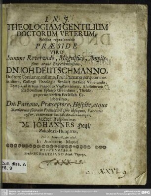 Theologiam gentilium doctorum veterum