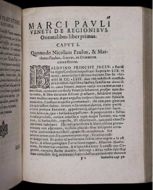 Marci Pauli Veneti De Regionibus Orientalibus liber primus