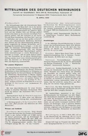 Mitteilungen des Deutschen Werkbundes