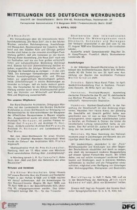 Mitteilungen des Deutschen Werkbundes