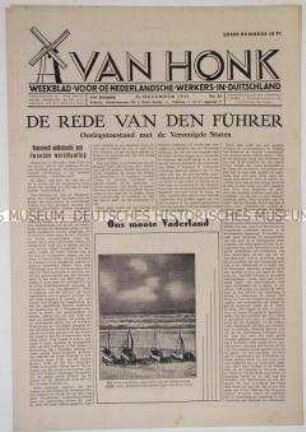 Wochenzeitung für die niederländischen Fremdarbeiter in Deutschland "Van Honk"