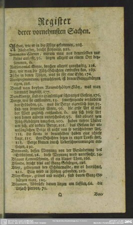 Register derer vornehmsten Sachen
