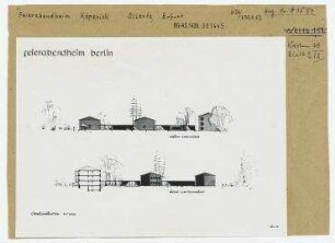 Wettbewerb Feierabendheim Köpenick. Berlin, Köpenick, Ortsteil Spindlersfeld, Ahornallee/Karl-Spindler-Straße (seit 1962 Ottomar-Geschke-Straße)/Mentzelstraße