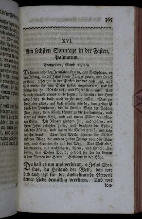 XVI. Am sechsten Sonntage in der Fasten, Palmarum.