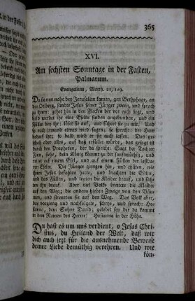 XVI. Am sechsten Sonntage in der Fasten, Palmarum.