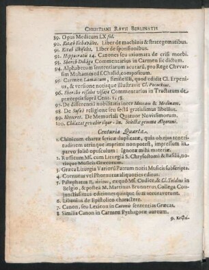 Centuria Quarta.