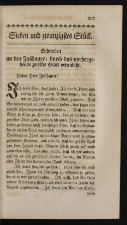 Sieben und zwanzigstes Stück