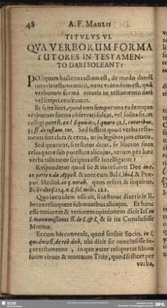 Titulus VI. Qua Verborum Forma Tutores In Testamento Dari Soleant?