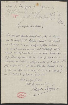 Brief an Ludwig Strecker an B. Schott's Söhne : 24.02.1930