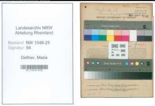 Entnazifizierung Maria Dethier , geb. 28.08.1889 (Geschaeftsfrau)