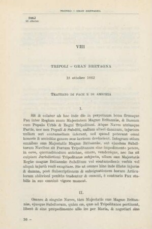 VIII Tripoli - Gran Bretagna 18 ottobre 1662