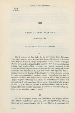 VIII Tripoli - Gran Bretagna 18 ottobre 1662