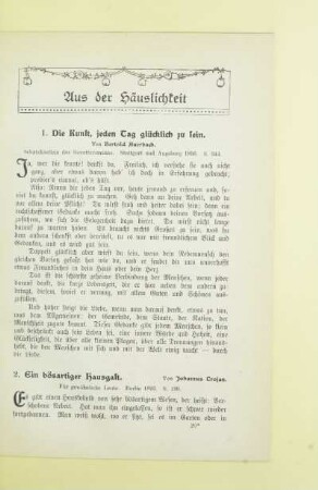 Aus der Häuslichkeit