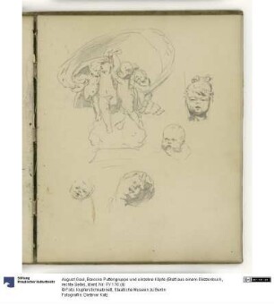 Barocke Puttengruppe und einzelne Köpfe (Blatt aus einem Skizzenbuch, rechte Seite)