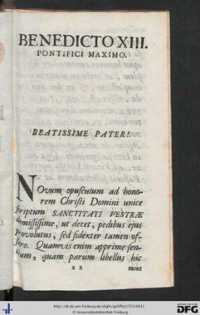 Benedicto XIII. Pontifico Maximo.