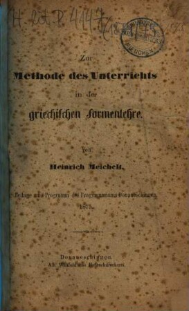 Programm des Grossherzoglichen Progymnasiums in Donaueschingen : vom Schuljahr ..., 1874/75