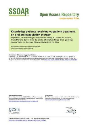 Knowledge patients receiving outpatient treatment on oral anticoagulation therapy
