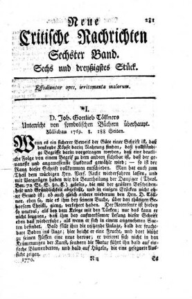 Sechs und dreyßigstes Stück.