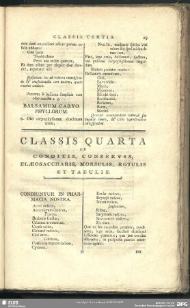 Classis Quarta De Conditis, Conservis, Elaeosaccharis, Morsulis, Rotulis Et Tabulis